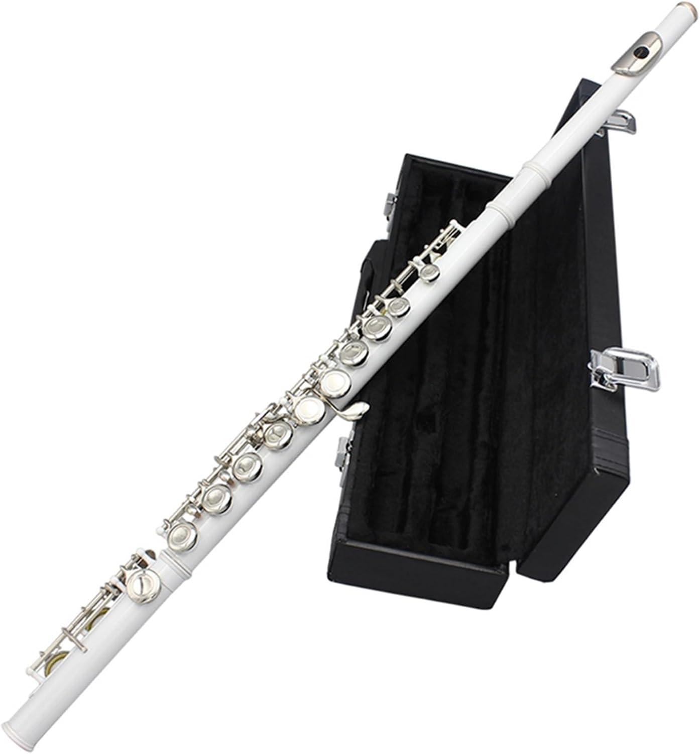 Flute White 16 Holes C Tone Flute with E Key Woodwind Instrument Closed Key Cupronickel Tube Flute with Box Music Flutes Musical Instruments