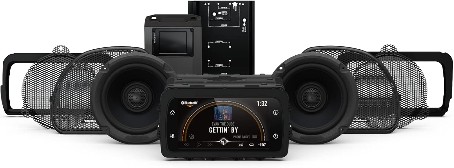 Rockford Fosgate HD14-PMX-STG2 Audio Kit: PMX Direct Replacement Receiver, Fairing Speakers, 800-Watt Amp & Install Kit for Select 2014-2023 Harley-Davidson Road Glide & Street Glide Models