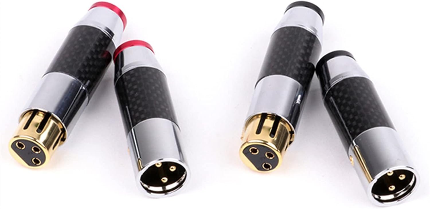 3-Pin X L R Cable Connector Carbon Fiber Black Basics X L R Male Plug Female Jack for Microphone Audio Speaker 20Pcs (Color : 20xD1009F-Red)