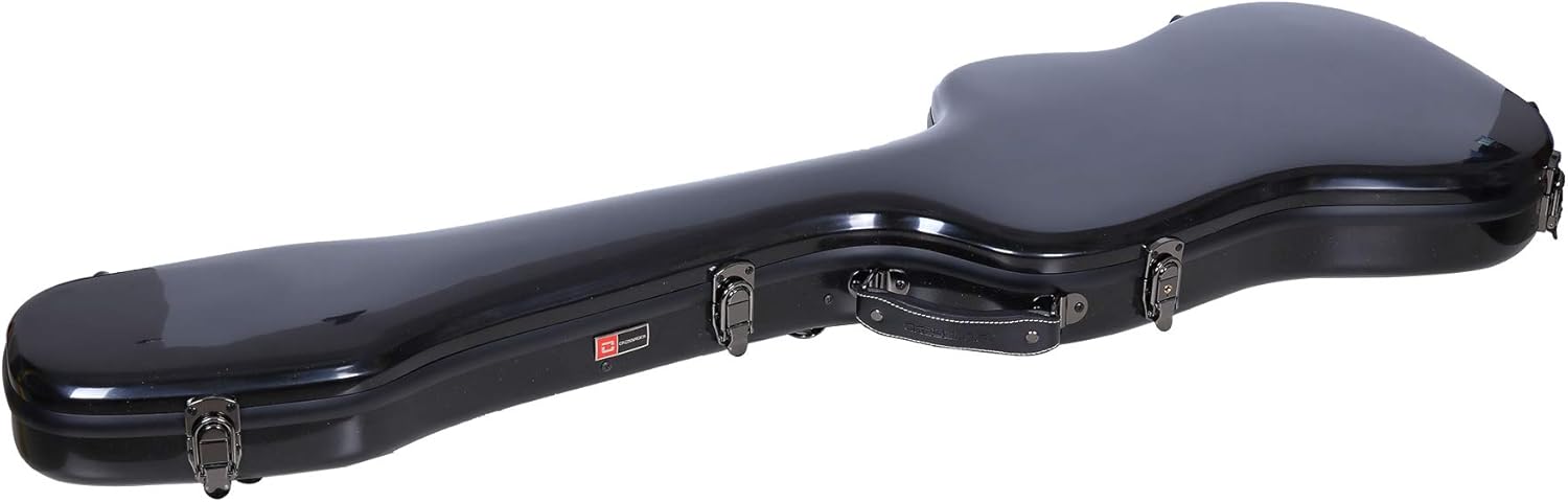 Crossrock Fiberglass Case fits for Precision Bass Style Guitars with removable shoulder straps-Black(CRF2021BBK)