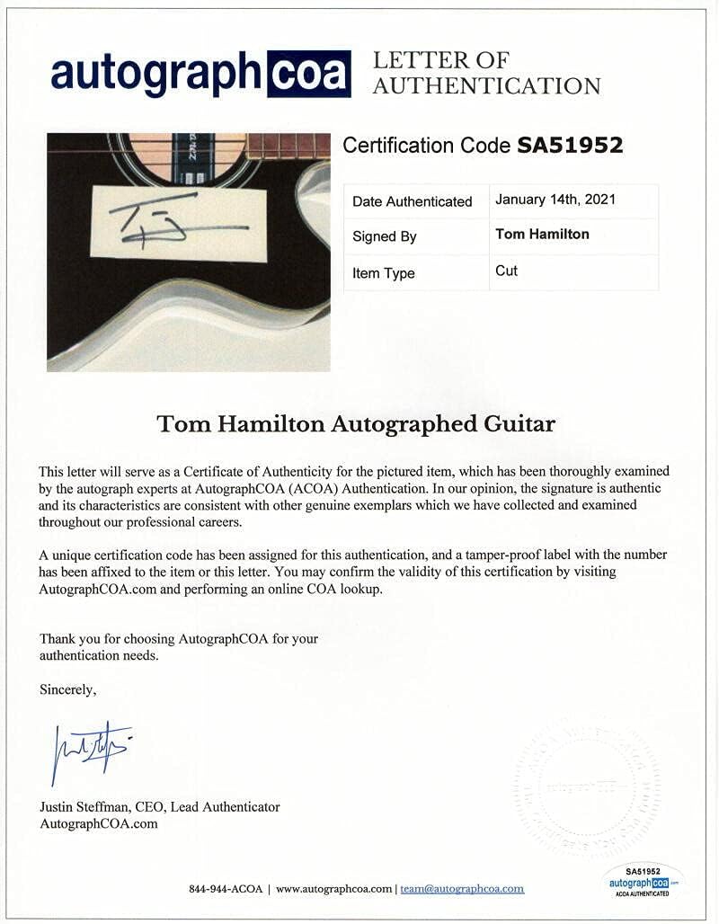 TOM HAMILTON SIGNED AUTOGRAPH IBANEZ FS ACOUSTIC BASS GUITAR - AEROSMITH ACOA