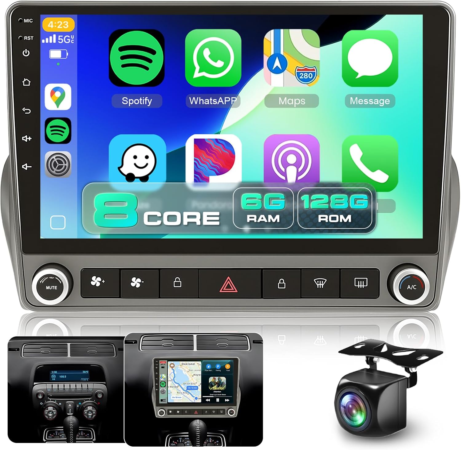 8 Core 6G+128G Android Car Stereo for Chevrolet Chevy Camaro 2008-2015 with 5G WiFi DSP Carplay Android Auto, Sellrich 9