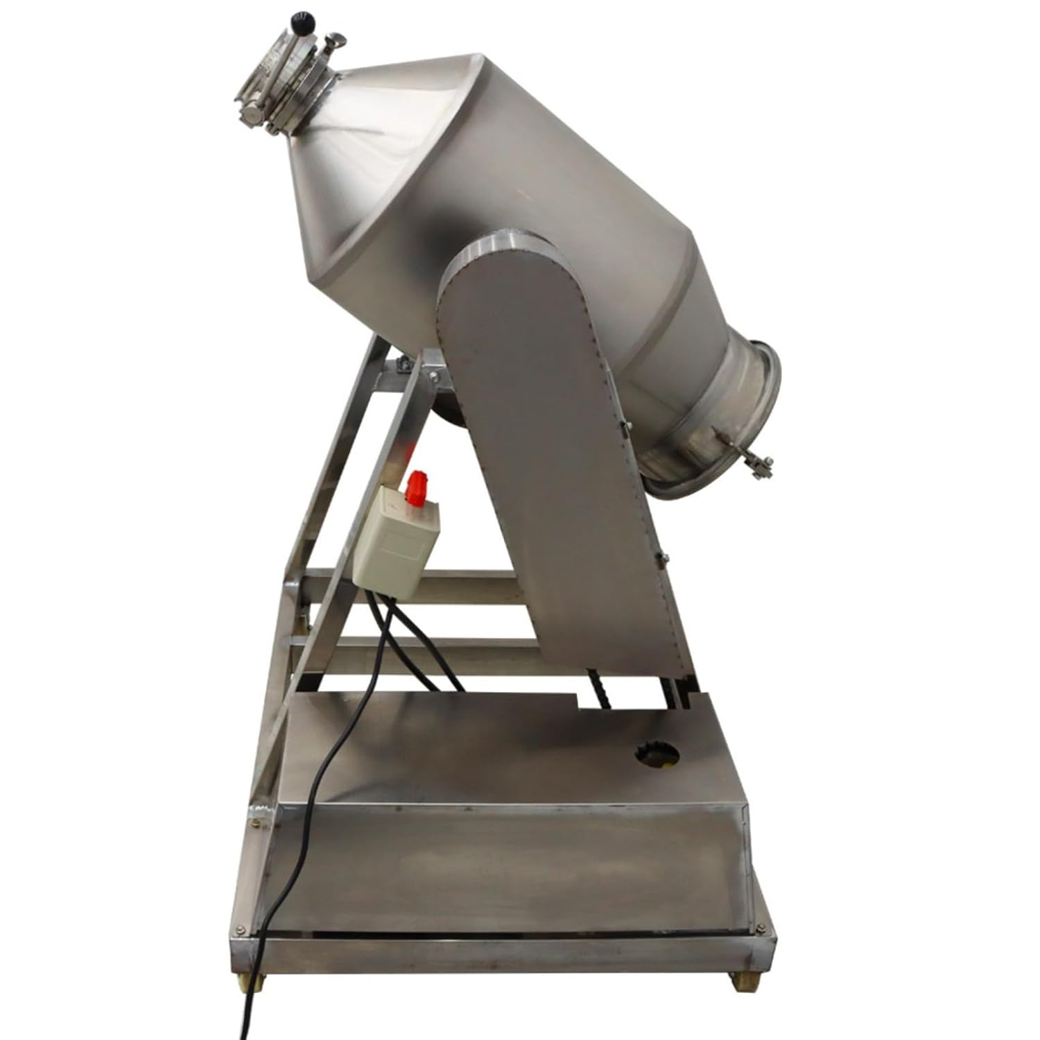 15 Gallon Dry Powder Mixer 360°Rotation 304 Stainless Steel Drum Blender Mixing Machine for Powdery Granular Materials 110 3KW