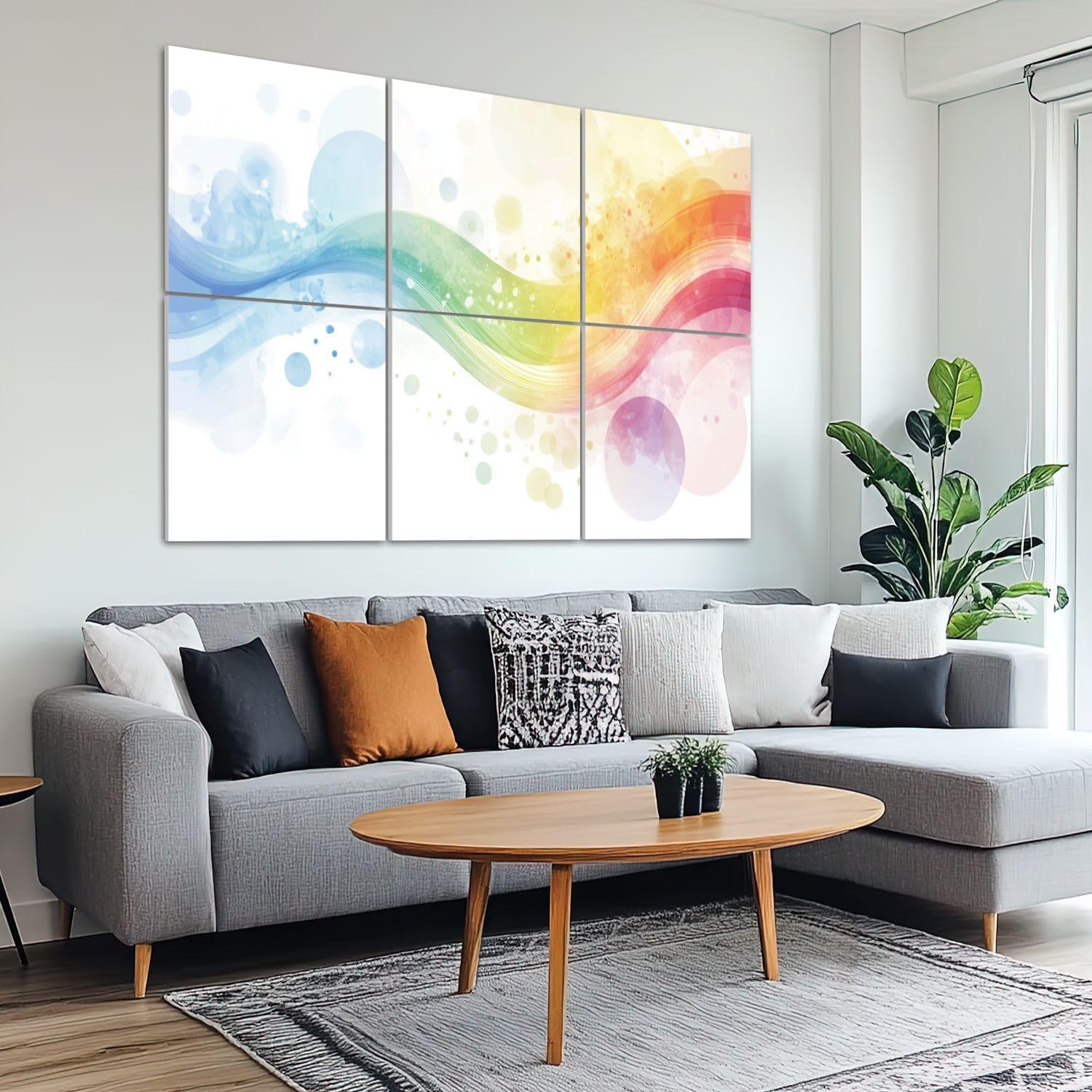 6 Pack Art Acoustic Panels Sound Absorbing Colorful Abstract Rainbow Colors Vintage Watercolor Graffiti Waves Decorative Soundproof Wall Panels Self Adhesive for Recording Studios Office 72