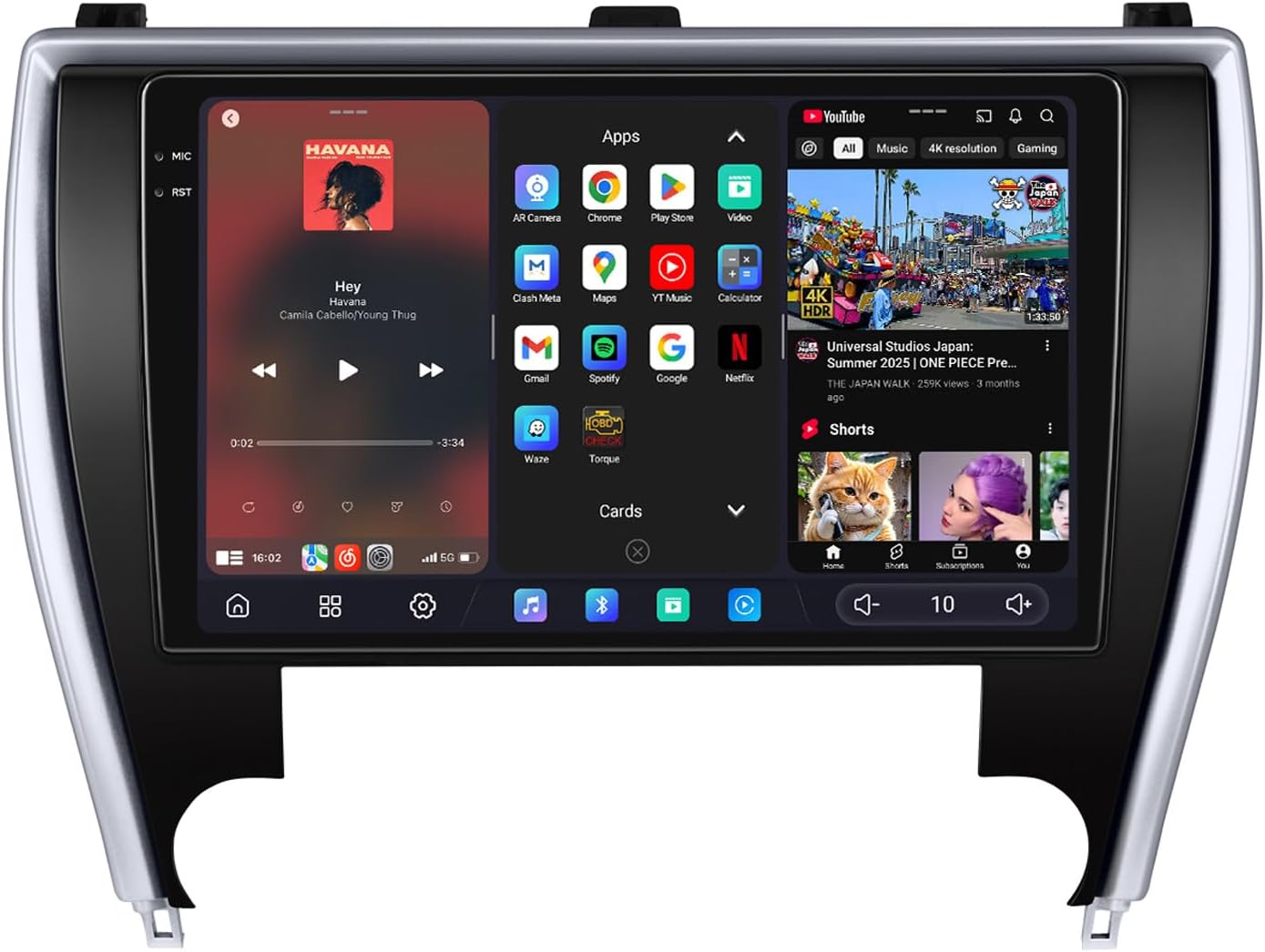 JOYING Car Radio for Toyota Camry 2015-2017 Upgrade with Carpaly & Android Auto, 10.4 Inch 2K QLED Touch Screen Android 13 Car Stereo 12GB+256GB with AM/FM, GPS, Bluetooth, 5G WiFi, SWC(JY-TT193N12)