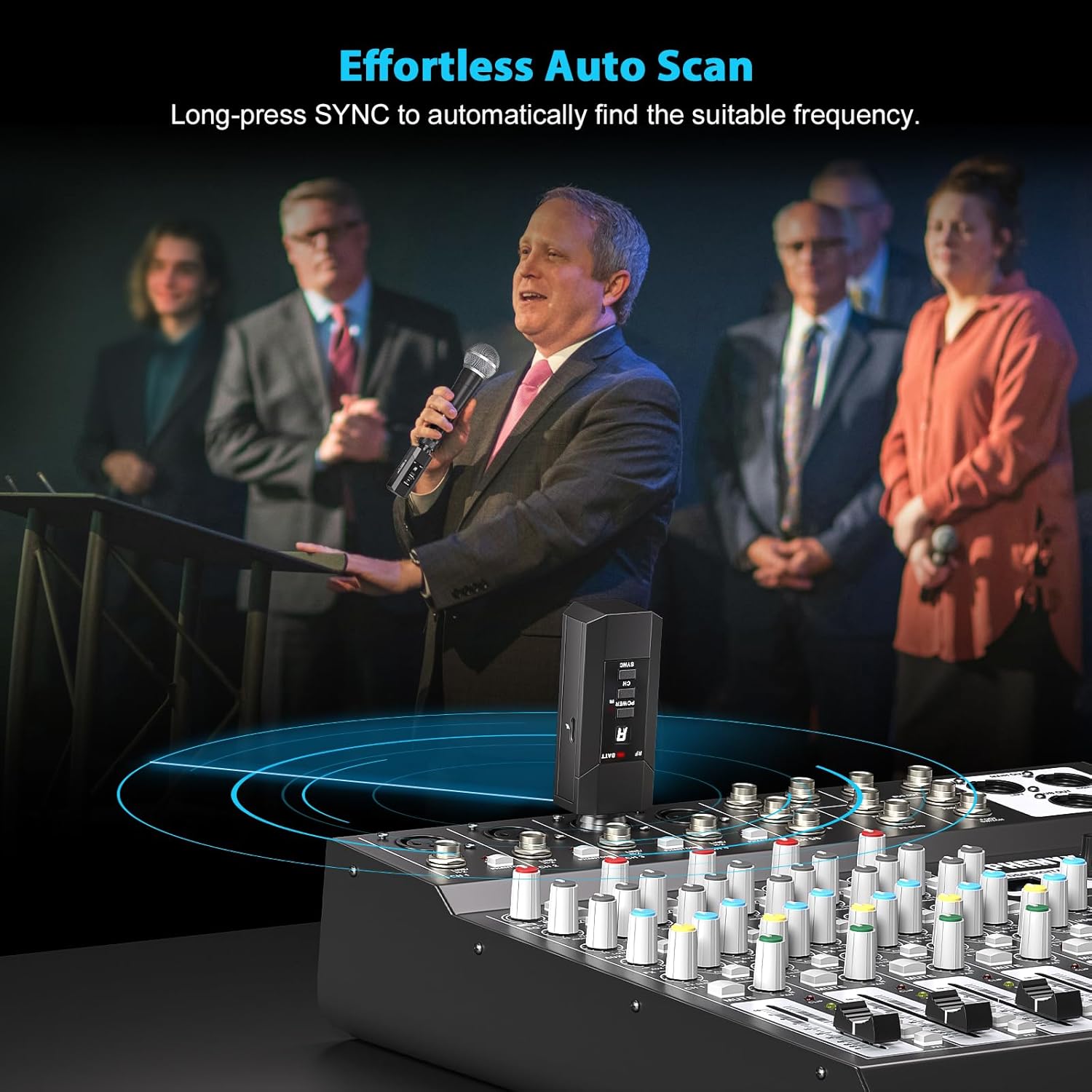 Phenyx Pro Plug-on XLR Wireless Transmitter Receiver System, Wired-to-Wireless Microphone System w/ 16 UHF Frequencies, Auto-Scan, XLR Microphone Adapter for Both Dynamic Mic and Condenser Mic (PTU-X)