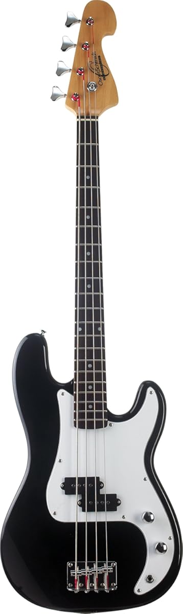 Oscar Schmidt 4 String OB25‑B 3/4 Size Bass Black, Right, Chrome (OB25B-A)