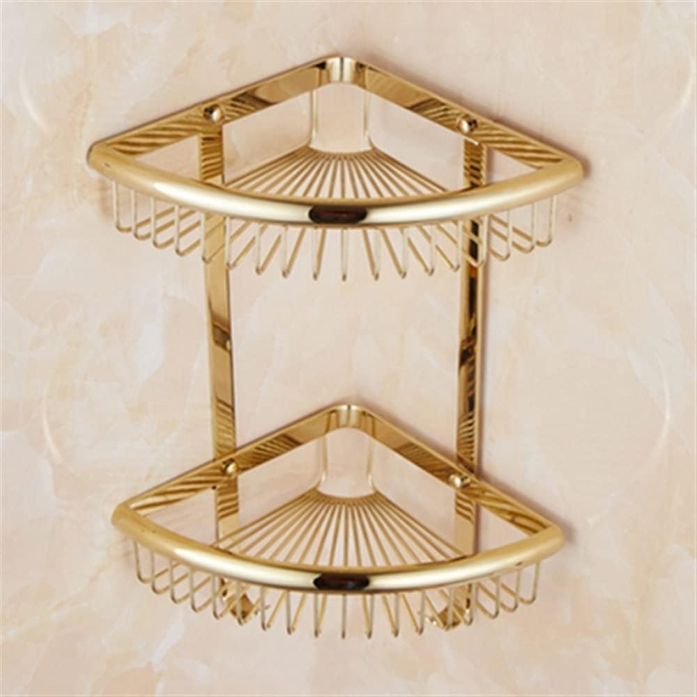 Corner Shower Caddy Floating Shelves Bathroom Shelfs Crystal Brass Storage Rack Shampoo Holder Bathroom Accessories Wall Mounted Kitchen Seasoning Bottles Holde Organizer Shelf-Gold 1 (Gold 1 )