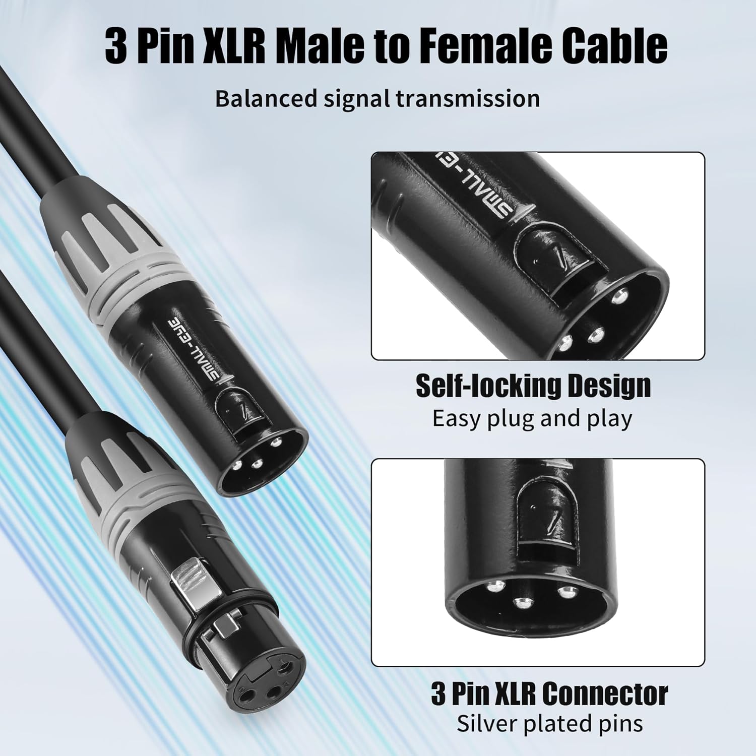SMALL-EYE XLR Cables 25 Feet 3-Pin XLR Male to Female Microphone Cables 22 AWG (OFC) Balanced XLR Cables Set - 6 Pack