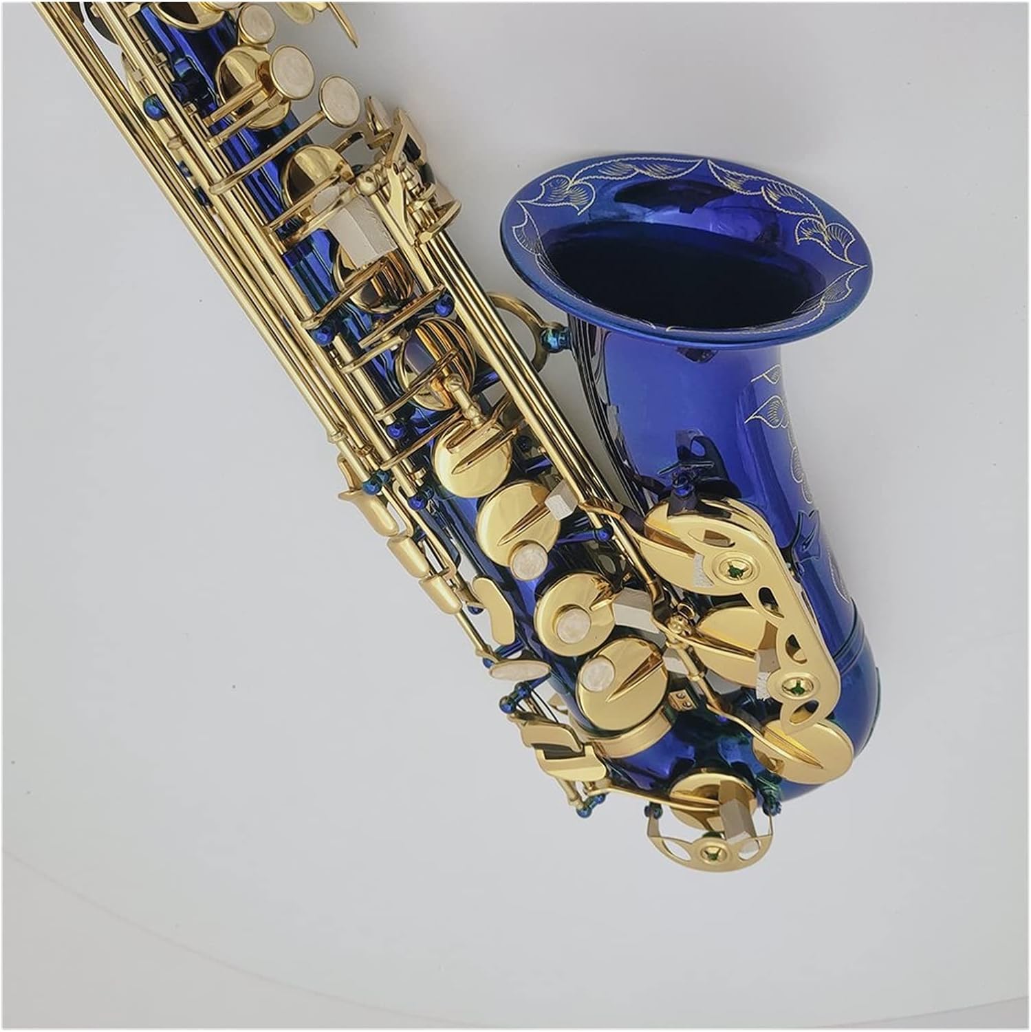 Alto Saxophone EB Tune Blue Body Nickel Plated Professional Musical Instrument with Case Student Saxophone