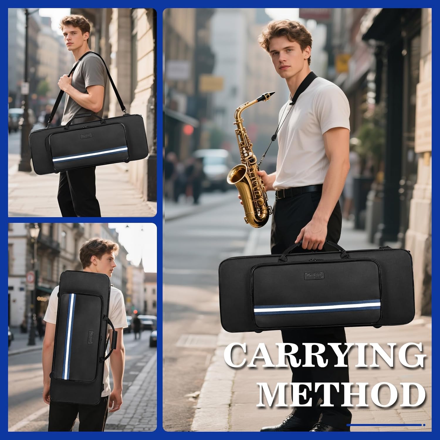 Ultra-Light Tenor Saxophone Case – 600D Nylon, Lightweight & Water-Resistant Soft Gig Bag with Shoulder Strap, Backpack Ideal for Daily Carry; (BGD-TENORSAX)