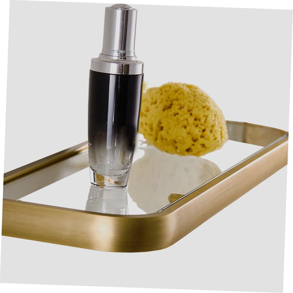 Cabilock Wall Organizer Rack Glass Shelf Unit Hanging Wall Shelf Bathroom Rack Brass Material