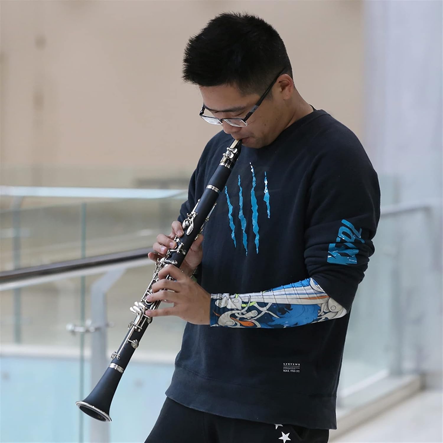 Clarinet Set ABS Clarinet Bb Cupronickel Plated Nickel 17 Key with Cork Cleaning Cloth Gloves Woodwind Instrument Professional Clarinet