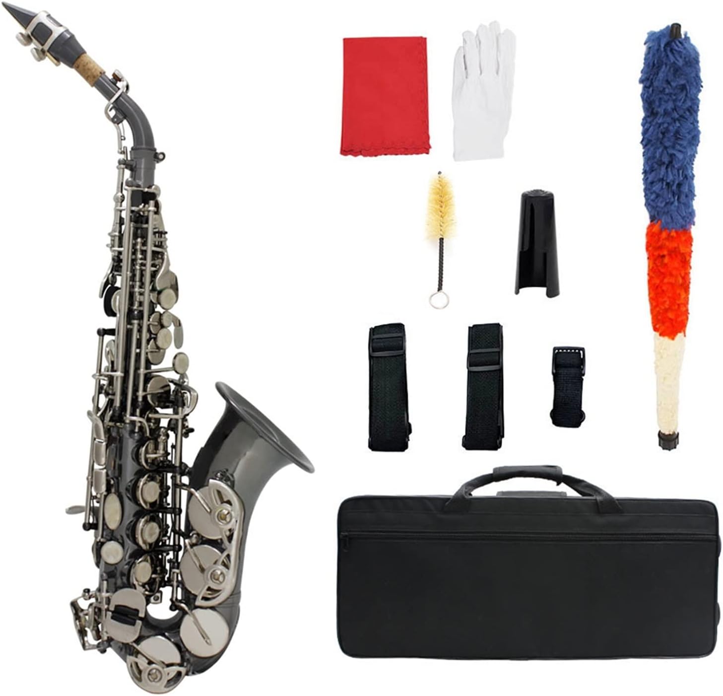 TSTS Woodwind Instrument Saxophone Bb Brass Material Nickel Plated with Carry Case Gloves Brass Sax Full Kit