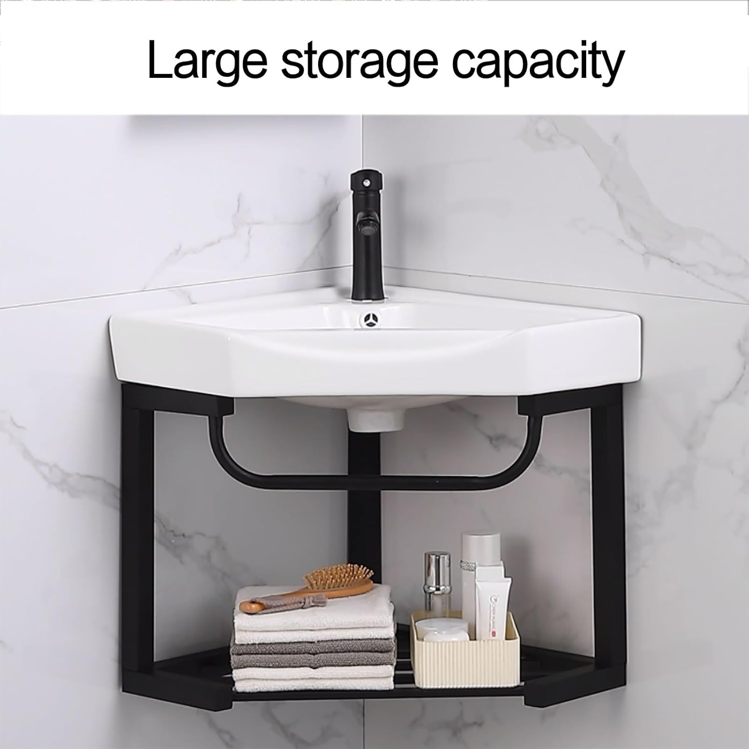 Corner Wall Mount Bathroom Sink corner ceramic sink small utility sink narrow bathroom vanity Bathroom Cabinet With Faucet And Drain small corner sink White Resin Basin Sink for Small Space(16.5in/42c