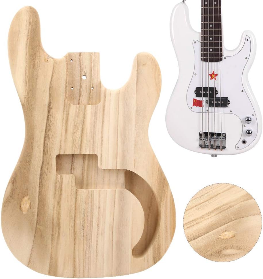 Maple Bass Body, Bass Unfinished DIY Electric Guitar Body for Instrument Replacement Part