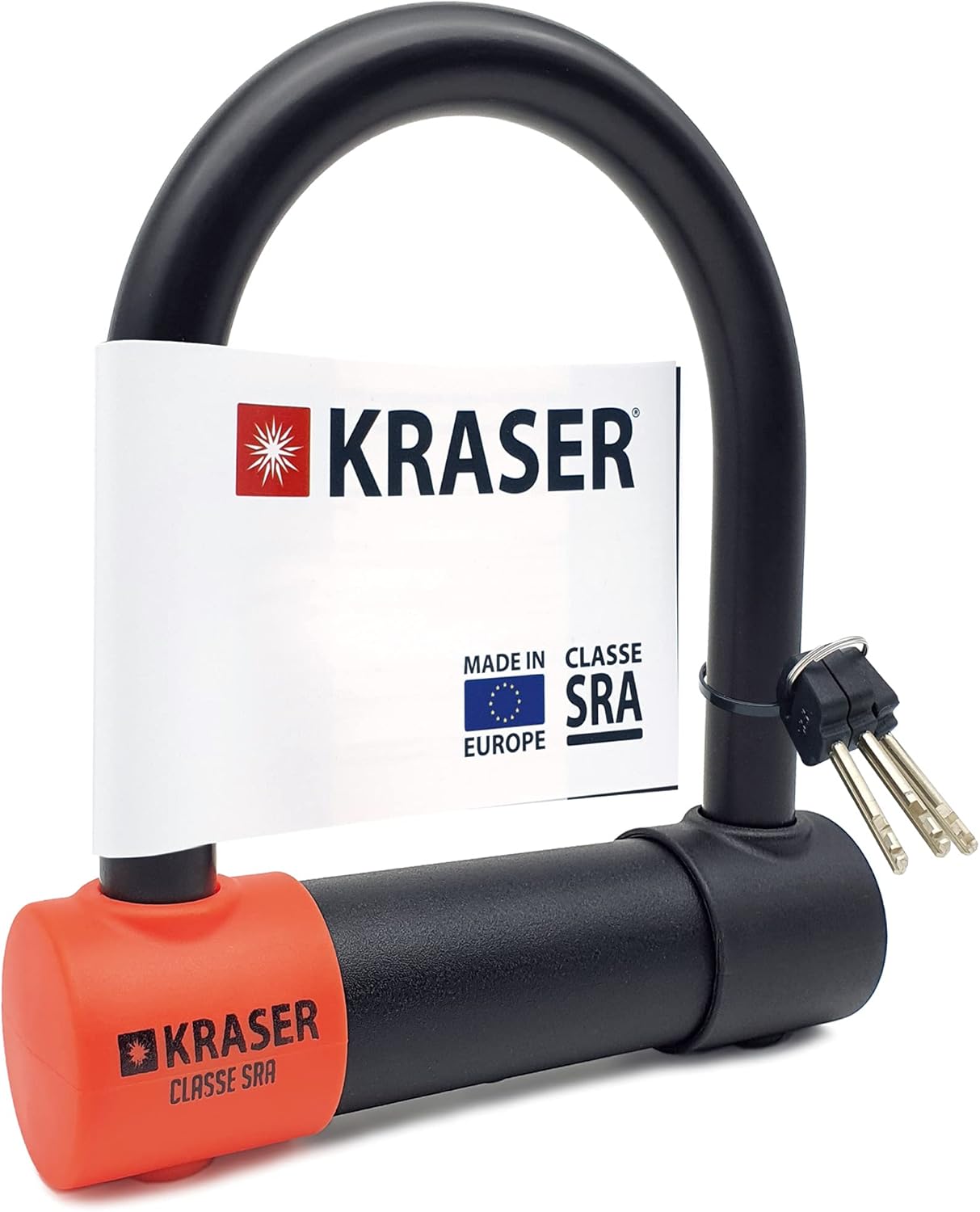 KRASER KR120S Robust U Lock Motorcycle, SRA Approved, Tested High Security, 120x310mm/4.7x4.92in ø18mm/0.7 Shackle Double Locking, Anti-Pick, Heavy Duty Anti Theft U Clamp Lock for Moto Scooter Ebike