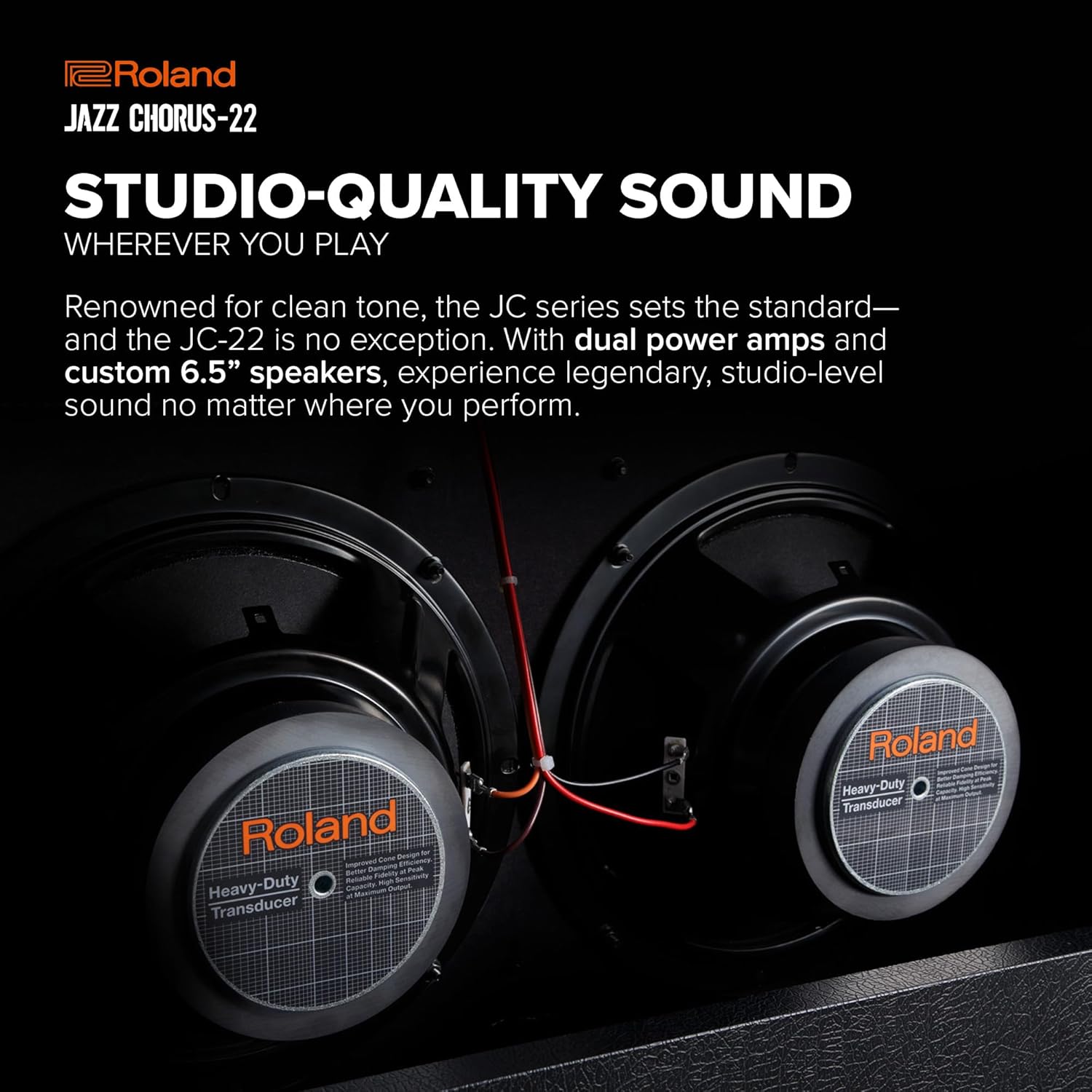 Roland JC-22 Jazz Chorus | Ultra-Compact Guitar Amplifier | Iconic JC Clean Tone | Signature Chorus Effect | Powerful 30-Watt Stereo Amp | Dual 6.5” Speakers | Enhances Pedals, Multi-FX & More