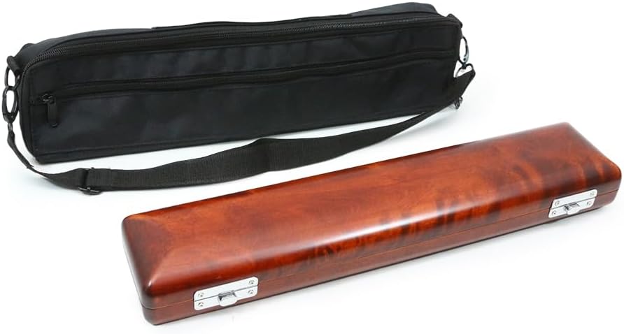 Red Solid Wood Flute Case Carrying Case For Flute Protection 16 Hole /17Hole Flute Case With Adjustable Shoulder Strap Soft Bag Flute Storage Flute Woodwind Instrument Accessories (17 hole)