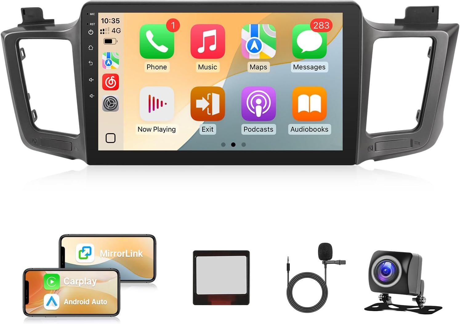 Leadfan Car Radio Stereo for Toyota RAV4 2013 2014 2015 2016 2017 2018 Stereo Wireless CarPlay/Android Auto/Mirrolink 10.1 inch Touch Screen for RAV4 GPS/Bluetooth/FM/AHD Camera/Mic(Fit J.B.L)