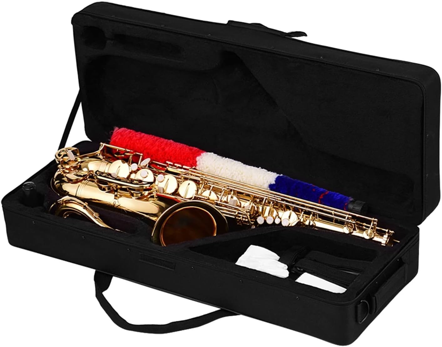 Bb Tenor Saxophone Sax Brass Body Gold Lacquered Surface Woodwind Instrument