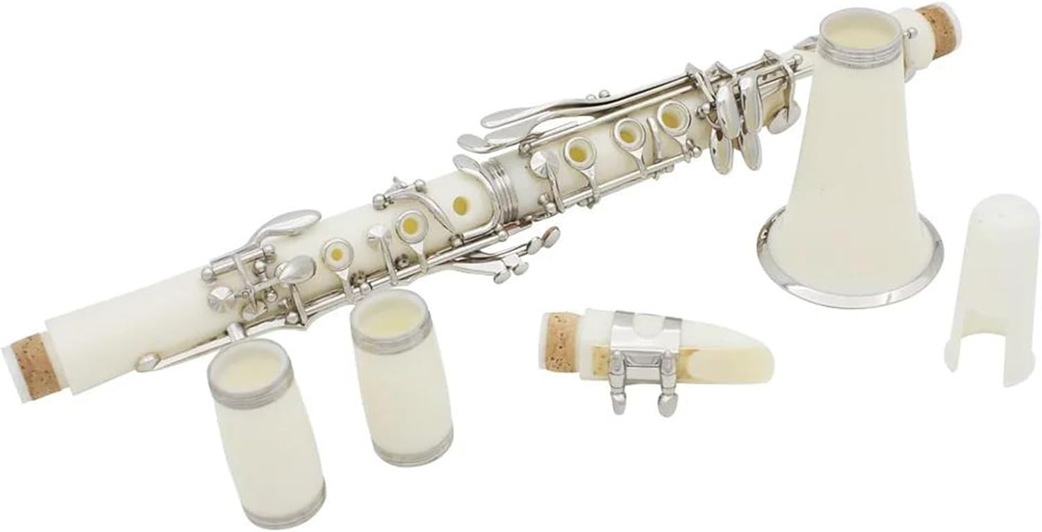 Clarinet Musical Instruments Clarinet Bb 17 Key 6 Ring Clarinet Black Pipe White Clarinet Portable Clarinet Professional Woodwind Instrument(A)