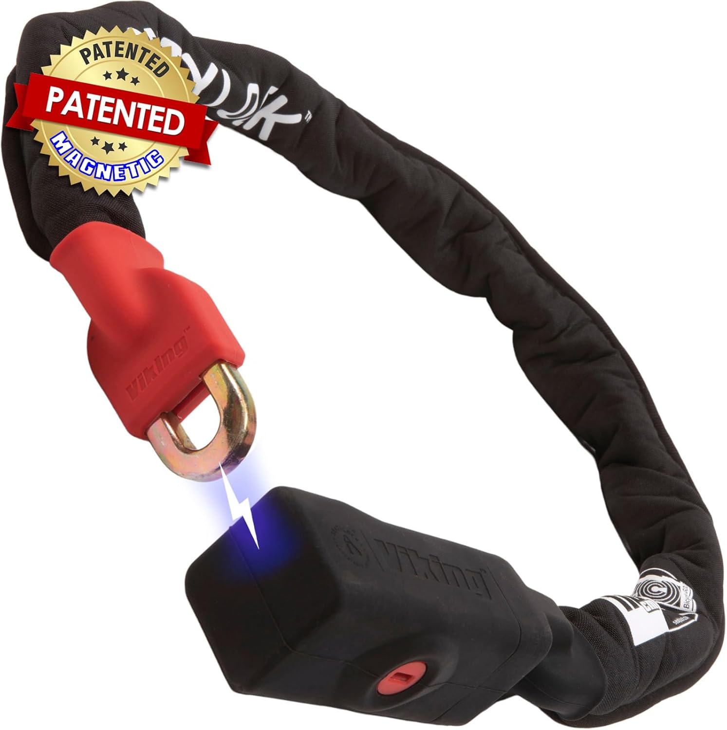 Seatylock Viking Bike Chain Lock with Key - Magnetic Patented Sold Secure Gold Rated - Heavy Duty Anti Theft - Smart Ultra Security Bicycle Lock (43.3 Inch, Heavy Duty Gold Rated)