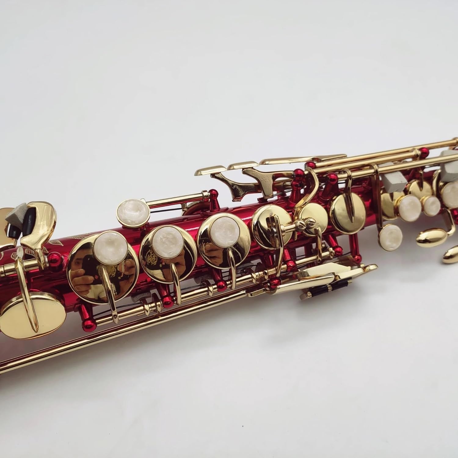 Beginner saxophone Soprano Saxophone B Flat Lacquered Gold Sax Brass Keys Woodwind Instrument With Case Mouthpiece (Color : Cloth bag)