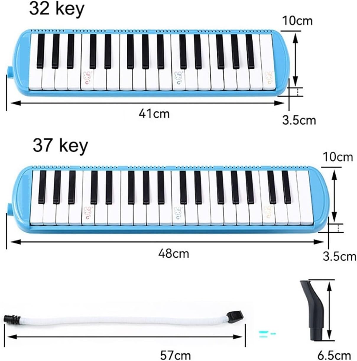 Melodica 37 Key Melodica Keyboard Harmonica Combo Pianica Air piano Portable With Carrying Bag Mouthpiece for Beginner(37 keys blue)