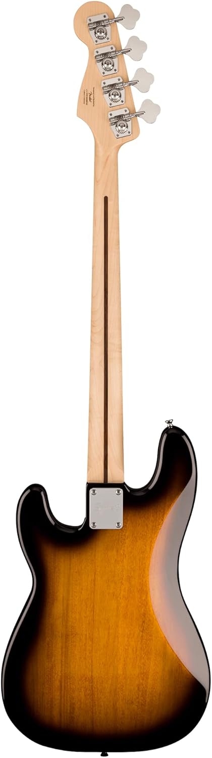 Fender Squier Sonic Precision Bass Guitar, Maple Fingerboard - 2 Color Sunburst Bundle with Tuner, Strap, and Austin Bazaar Instructional DVD