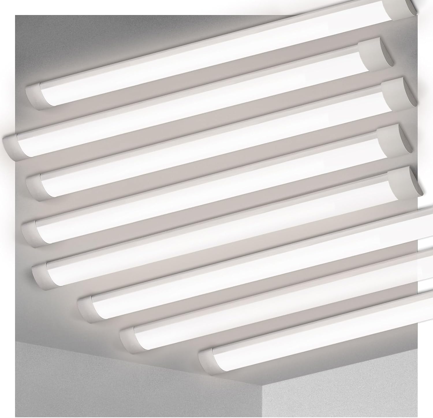 KILIPOL 4FT LED Batten Light, Ceiling Surface Mounted Slim LED Tube Lights, 40W 4000K Neutral White for Office, Shop, Garage, Home, 8 Packs