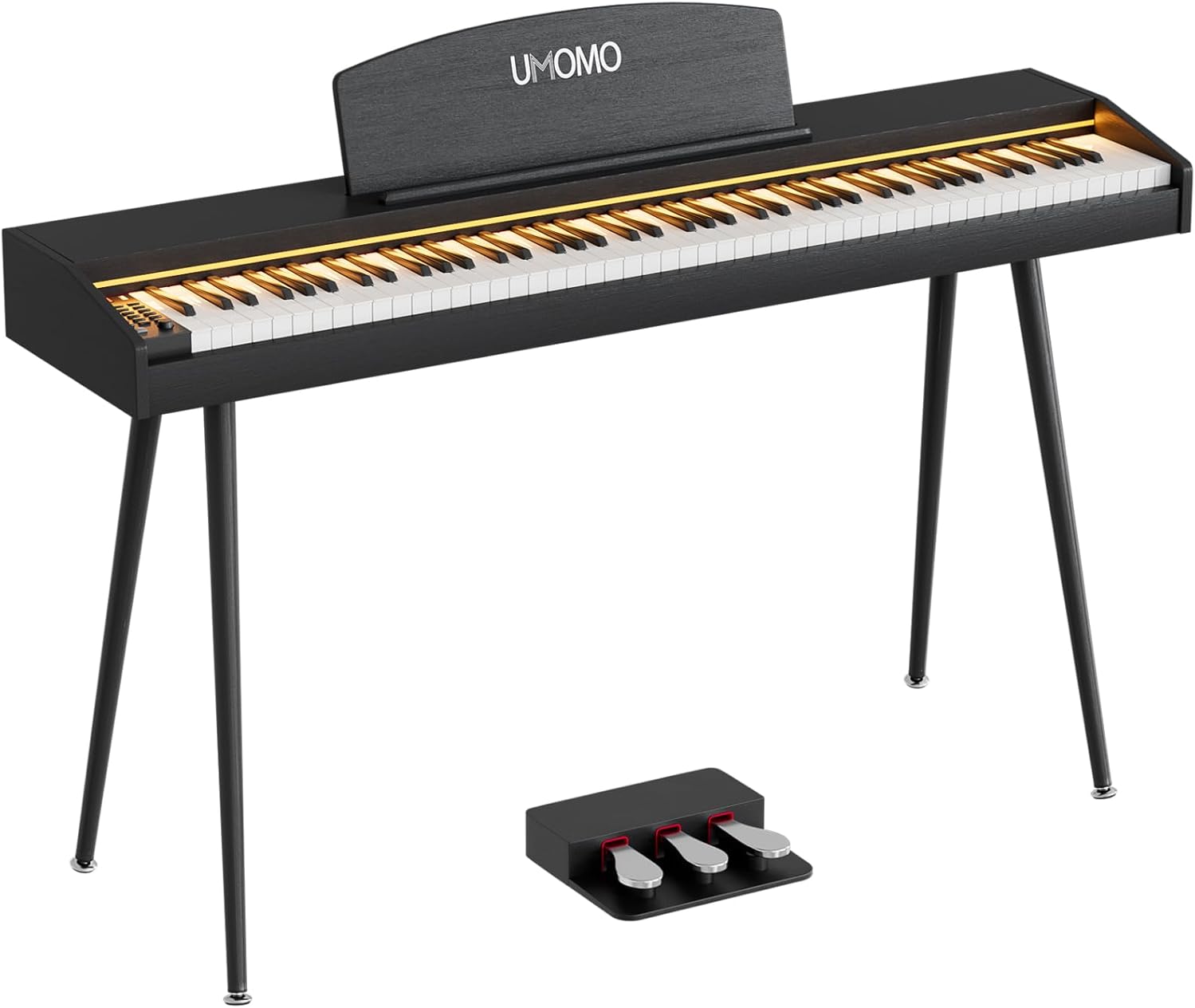 UMOMO UM-725 88 Key Weighted Digital Piano with Adjustable Light, 88 Key Progressive Hammer-action Keyboard Piano for Beginners with MIDI, Black