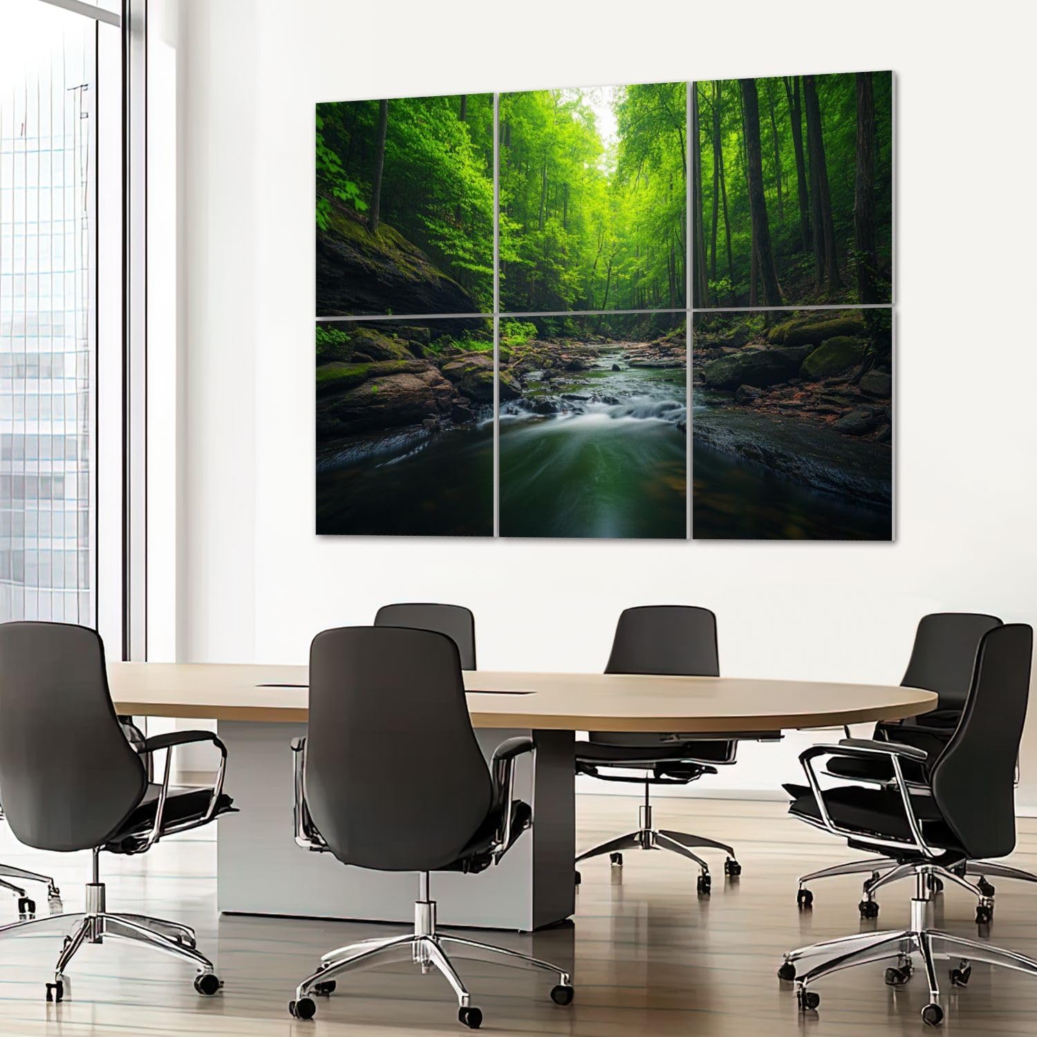 6 Pack Art Acoustic Panels Sound Absorbing River Green Forest Nature Wilderness Modern Rustic Scenic Colorful Decorative Soundproof Wall Panels Self Adhesive for Recording Studios Office 72