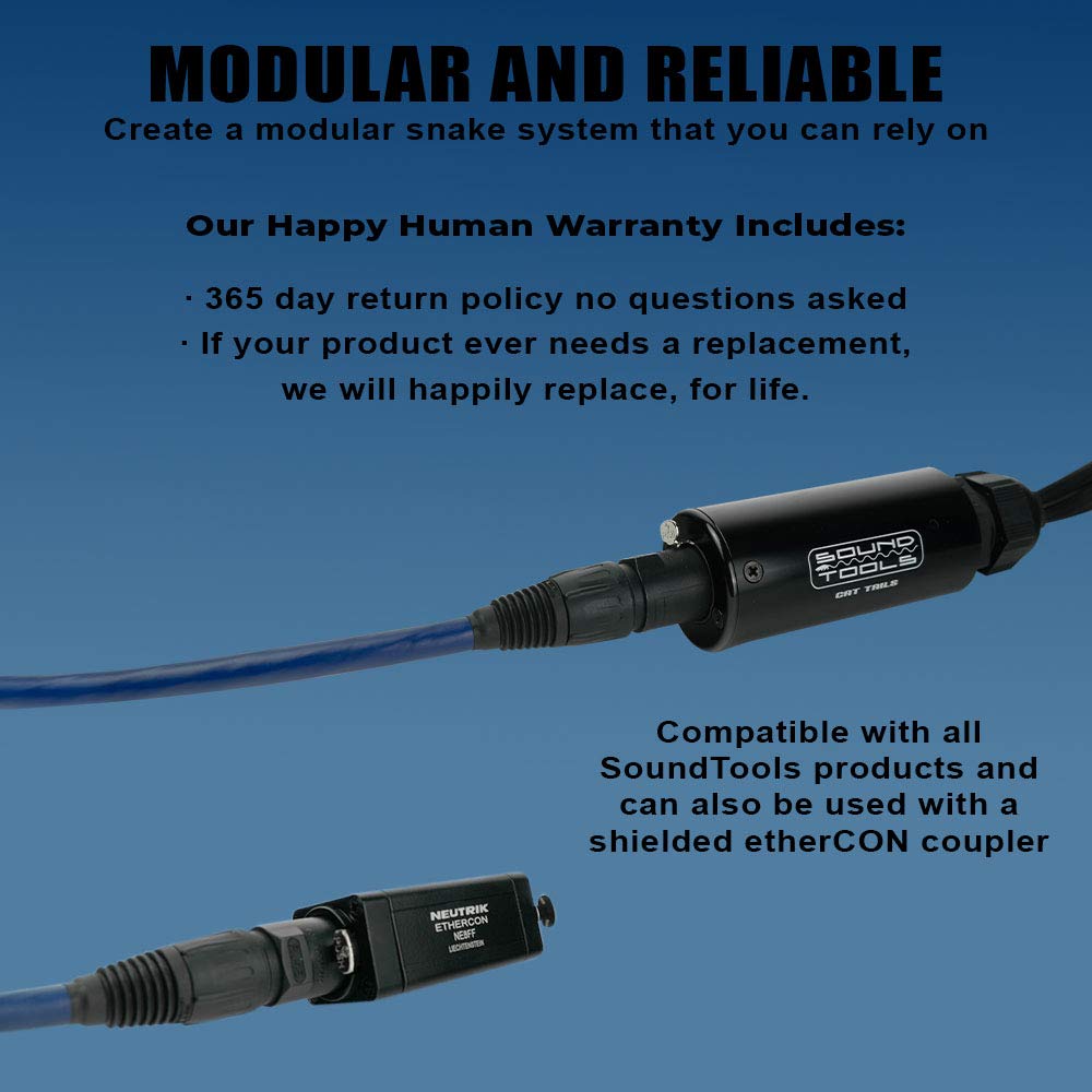 SuperCAT Sound Tails Male etherCON to Male XLR Breakout – 4 Channel Analog Audio Snake, 60