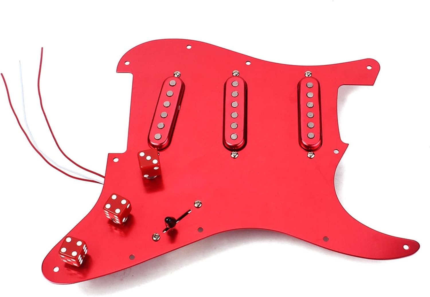 TSTS Guitar Pre-Wired Loaded Red SSS Pickguard with Pickup Kit for Electric Guitar DIY Parts Prewired Pickup Pickguard