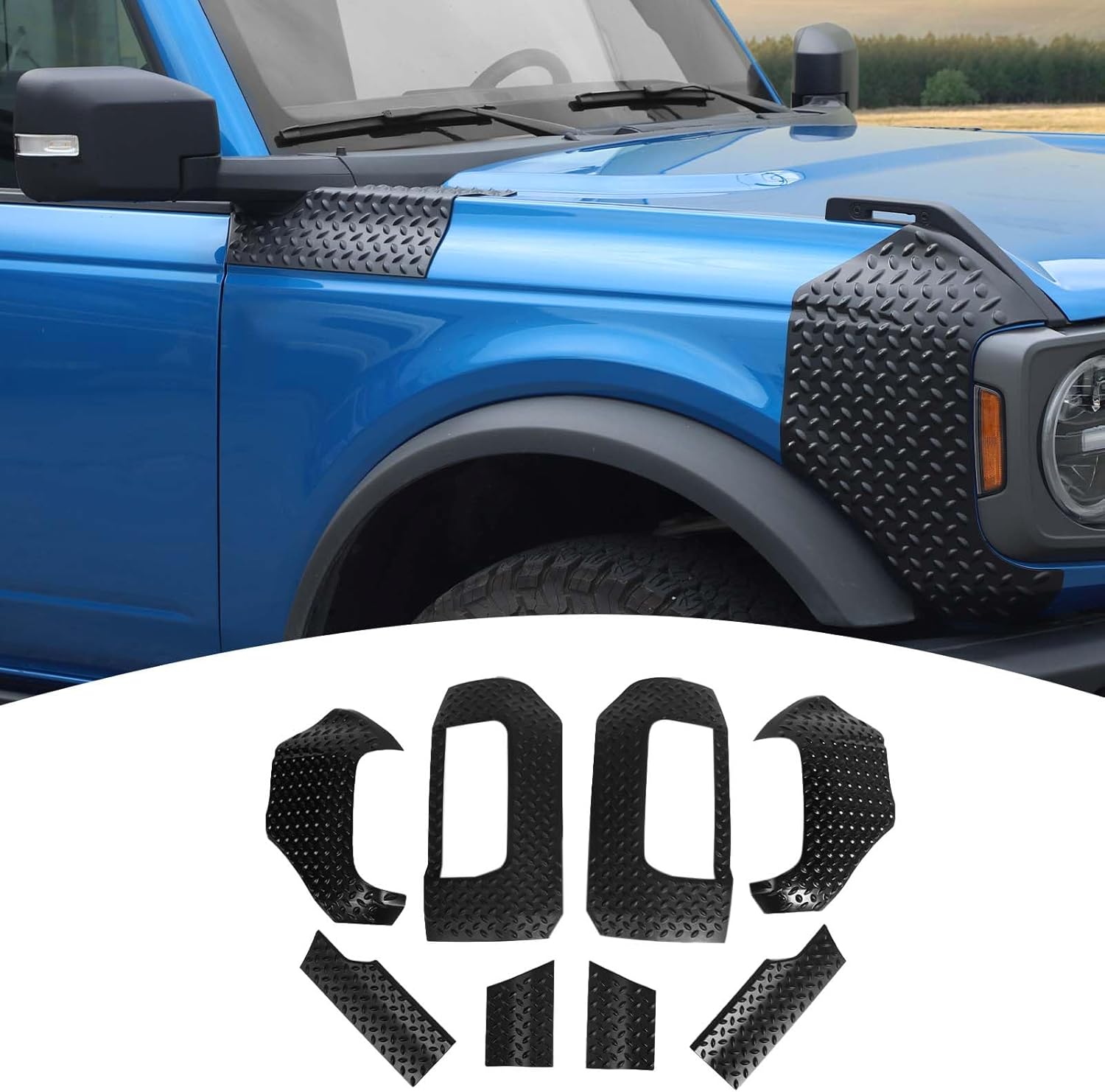 for Bronco Corner Edge Protector Set Anti Scratch Guards Protector,Cowl Body Armor Outer Cowl Covers for Ford Bronco 2021-Present Black ABS Exterior Accessories 8pcs