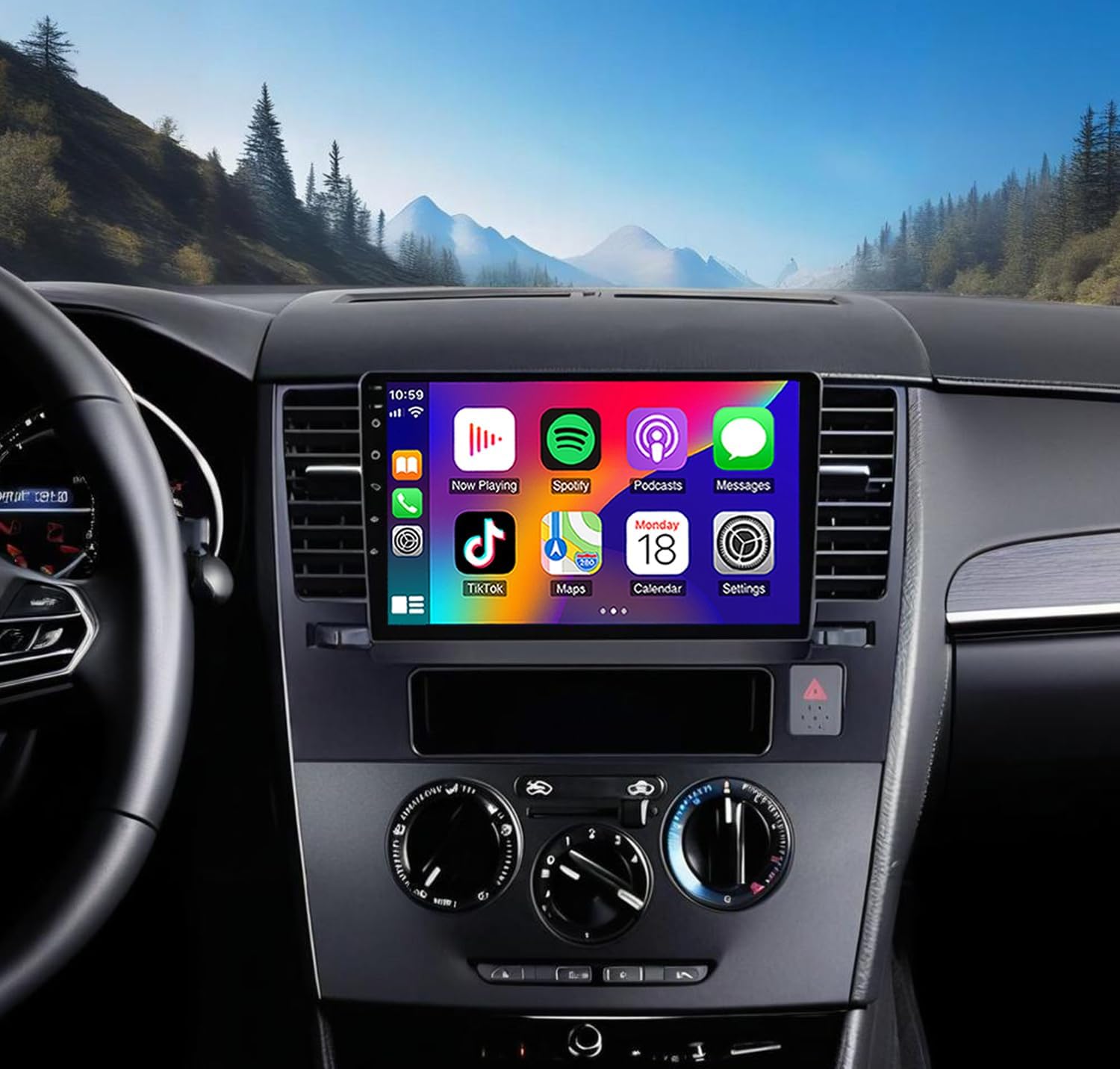 PHEZEN Android 14 Car Stereo for Nissan Versa MK1 2007 2008 2009 2010 2011 Radio Upgrade 9 Inch Touch Screen with Carplay Android Auto AHD Backup Camera Mirror Link GPS SWC WiFi FM-4+64G