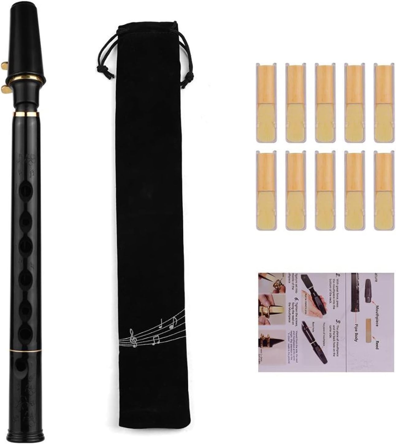 KESHUO C Key Mini Pocket Saxophone Sax ABS Material with Mouthpieces 10pcs Reeds Carrying Bag Woodwind Instrument Brass Sax Beginners Kit