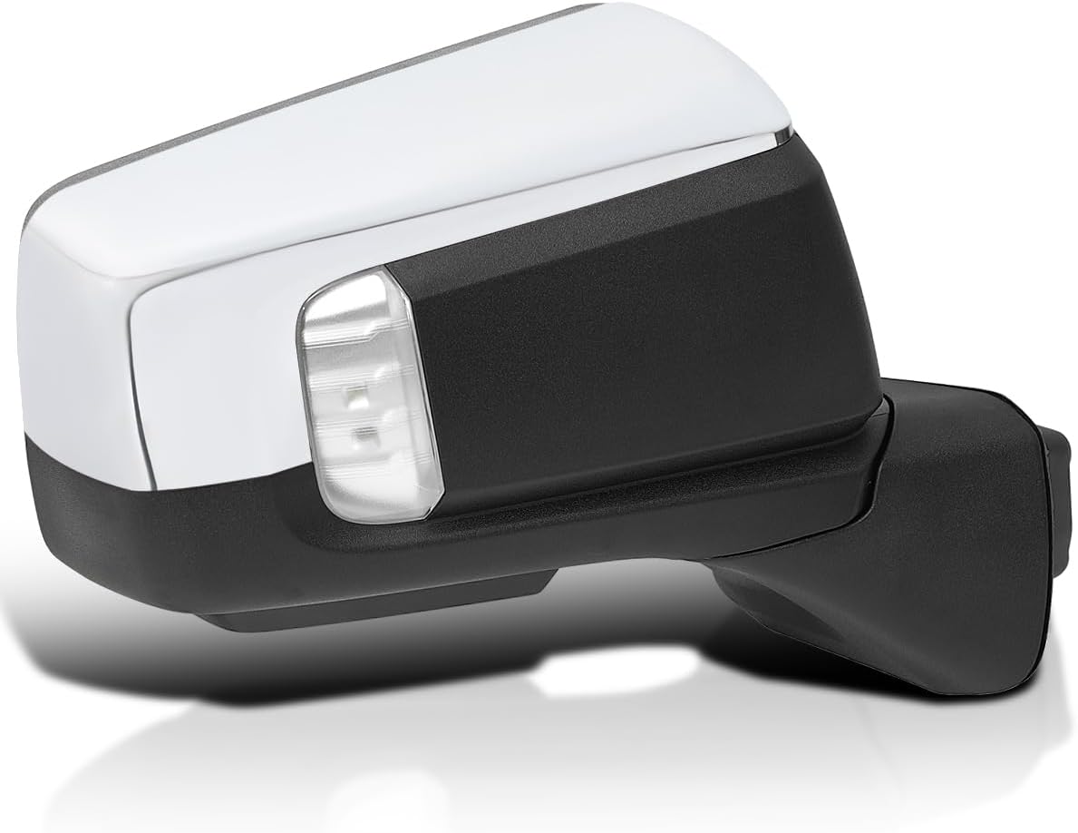 Spec-D Tuning Right Passenger Side Chrome Power Fold Power Heated Side Mirror w/Blind Spot + Temp Sensor Compatible with 2019-2025 Chevy Silverado 1500