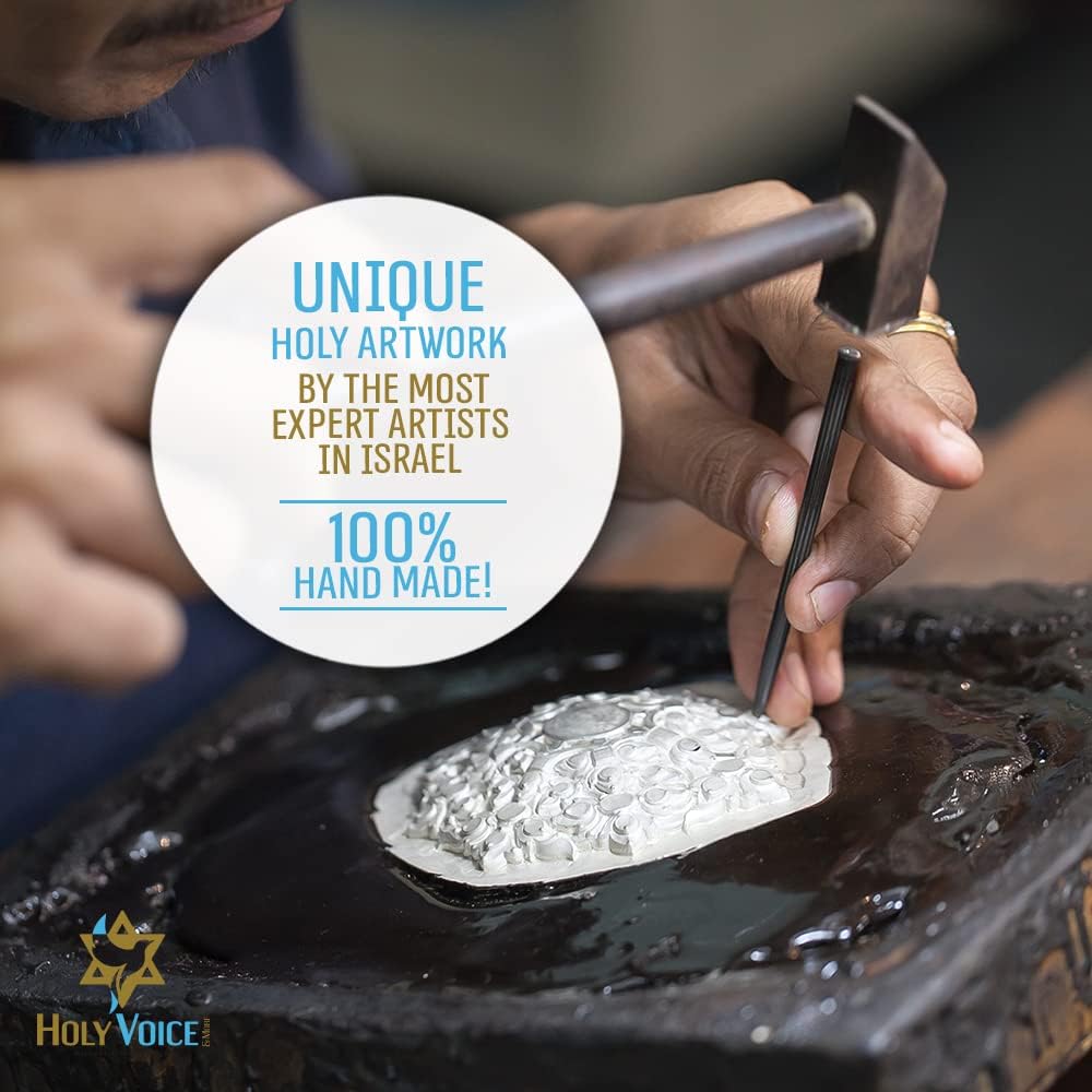 Holy Voice Sterling Silver-Plated Shofar Horn from Israel - Silver Plated Shofar with Stand, Carrying Bag and Cleaning Brush Made in Israel (32