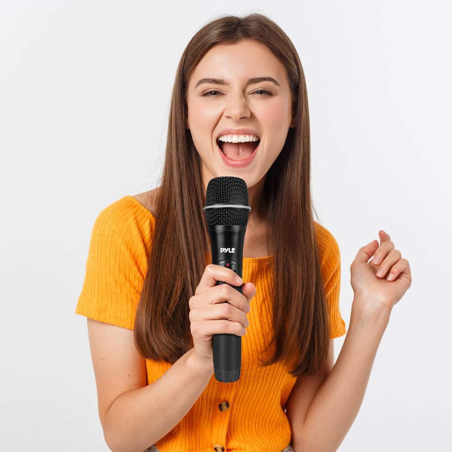 Pyle PDWM8325 8 Channel UHF Wireless Microphone & Rack Mountable Receiver Audio Sound System, Black