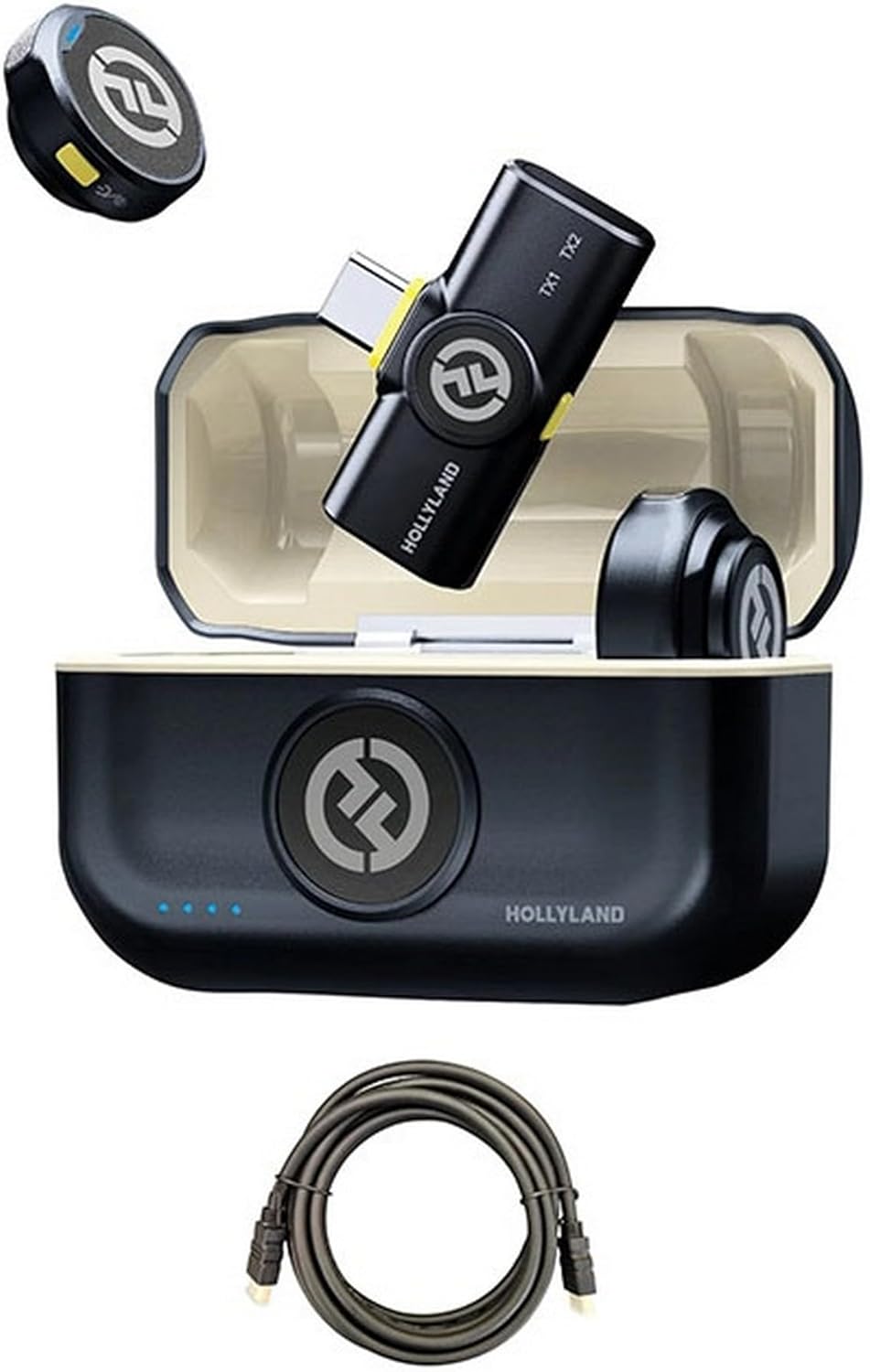 Hollyland Lark M2 USB-C 2.4 GHz Charcoal Wireless Microphone System with Mustang AV HS-101 HDMI Cable
