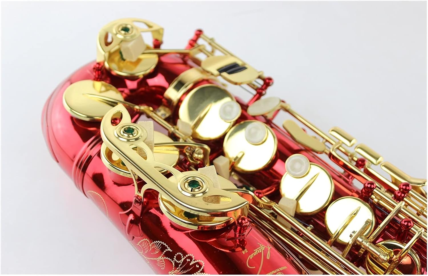 Sax Beginners Kit EB Tune Alto Saxophone Bright Red Gold Lacquer E Flat Alto Sax Musical Instrument with Nylon Box Wind Instrument