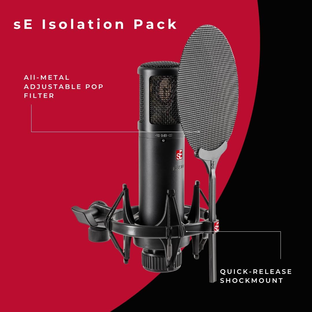 SE ELECTRONICS - 2300 Multi Pattern Large Diaphragm Condenser Mic with Shockmount and Filter