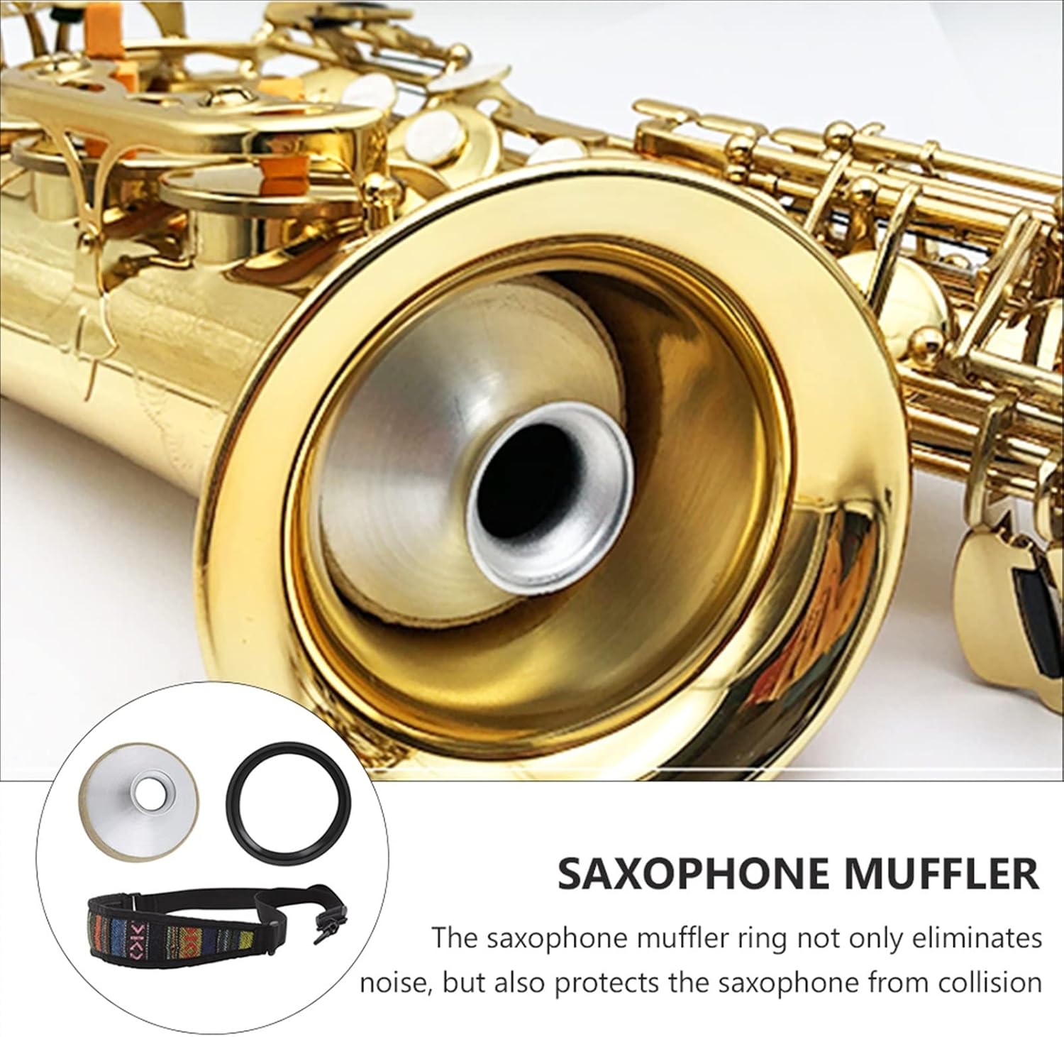 Saxophone Parts 1 Set Alto Saxophone Silencer Ring Saxophone Mute Saxophone Strap (Assorted Color)
