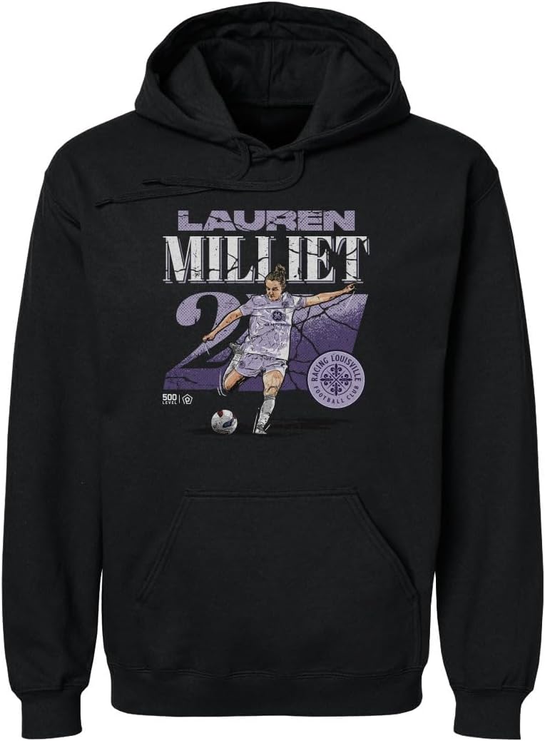 500 LEVEL Lauren Milliet Racing Louisville FC Cracked Number Men's Hoodie Sweatshirt