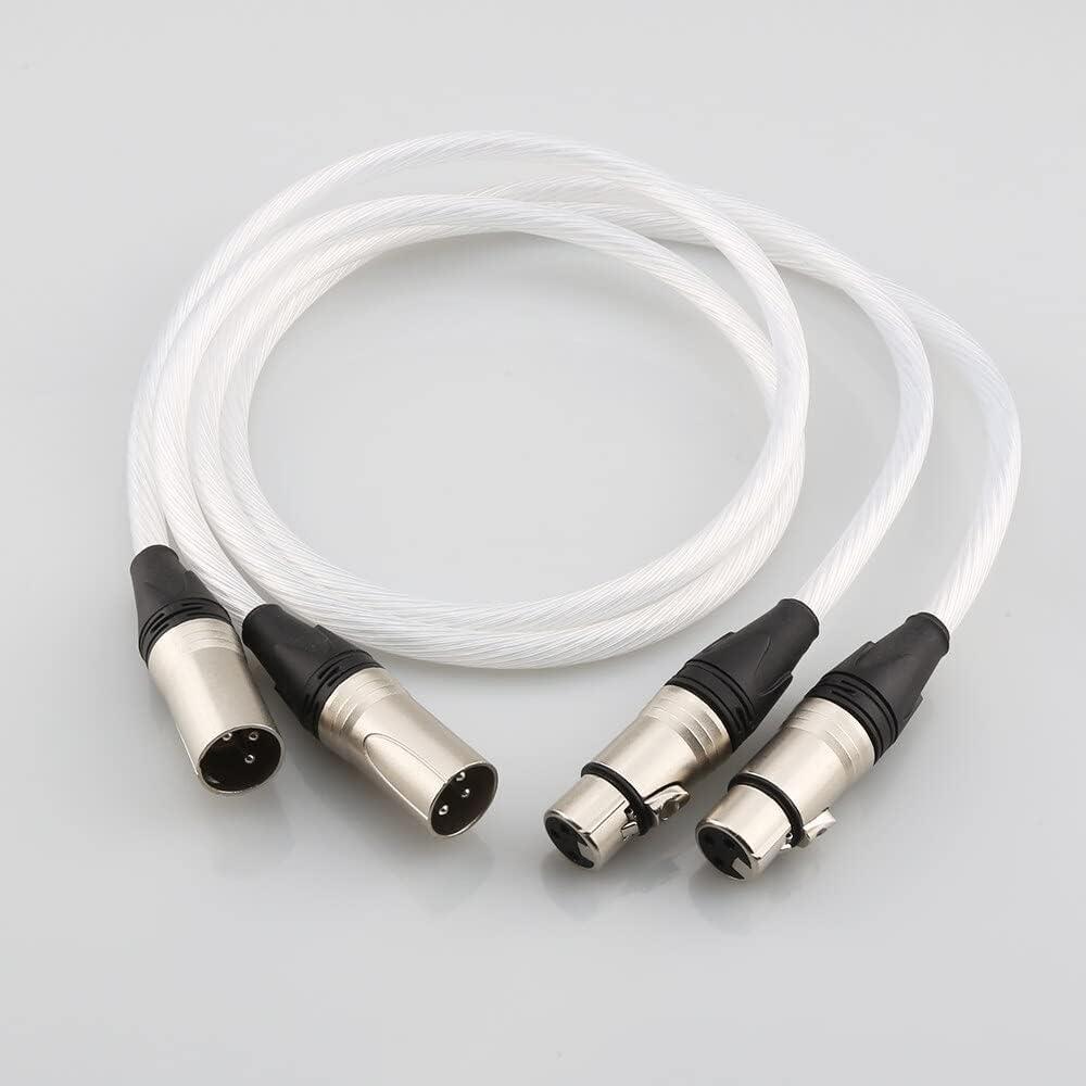 HiFi XLR Cable Hi-end Pure Silver Plated 5N OCC Cable HiFi 2 XLR Male to 2 XLR Female Cable Balance line (Length : 2m)
