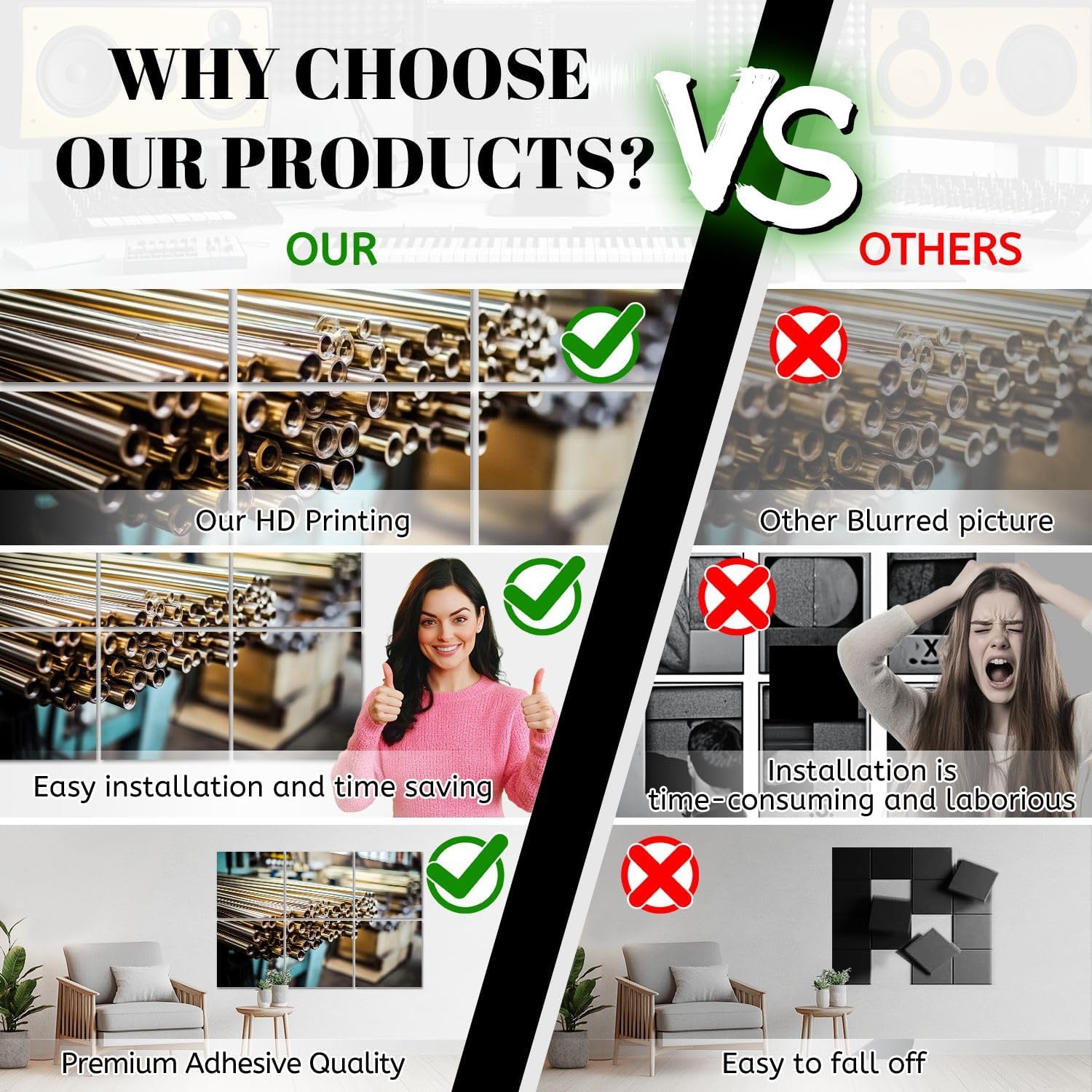 6 Pack Art Acoustic Panels Mechanical industry Sound Absorbing Panel 48