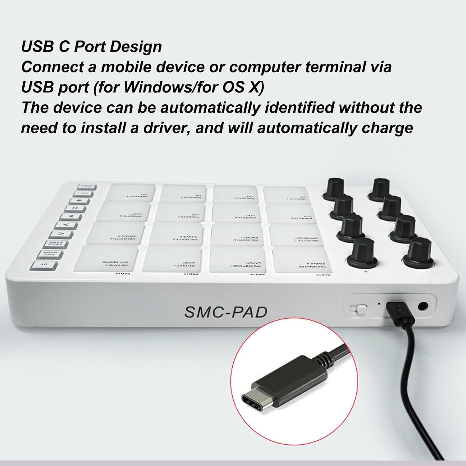 16 RGB MIDI Controller, Backlit Pads with 8 Rotating Knobs for Music Production