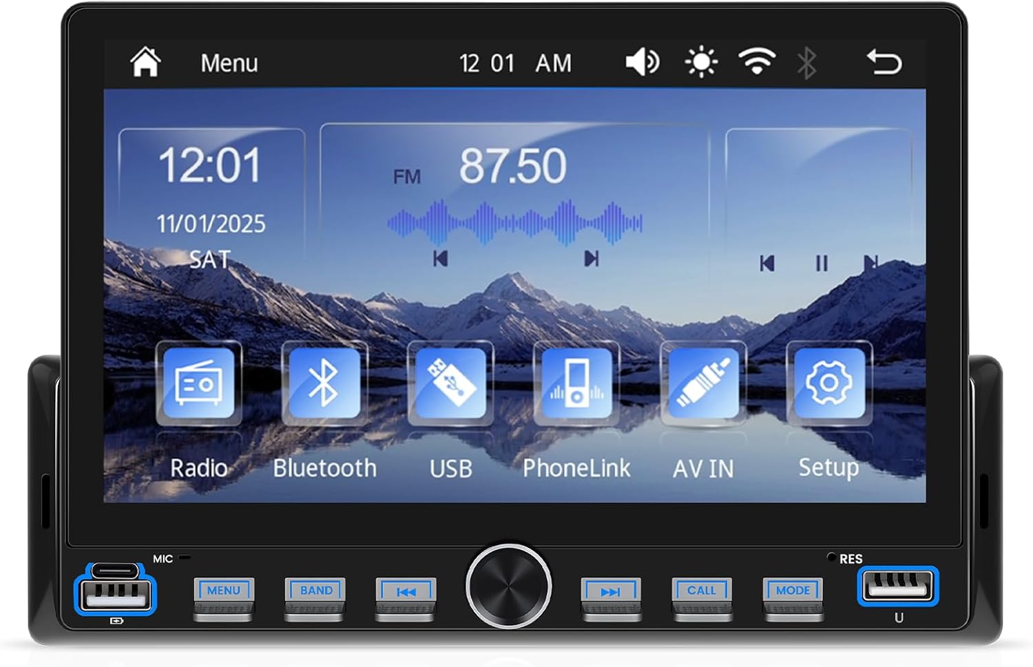 7 Inch Single Din Car Stereo with Mirror Link, Steering Wheel Control, Bluetooth, FM Radio, 7 Color Lights, EQ Adjustment, Online Video Support for Most Vehicles